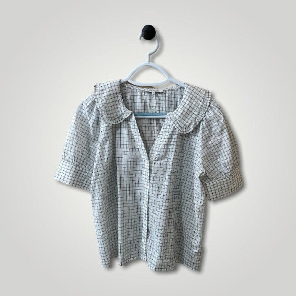 Madewell Peter Pan Collar Shirt in Windowpane - s. 2